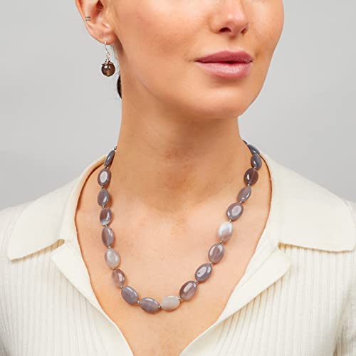 Handmade Natural Grey Agate Gemstone Beaded Necklace for Womens and Girls treasurebayb2b