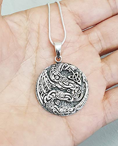 Men's 925 Sterling Silver Celtic Dragon Pendant with Chain treasurebayb2b