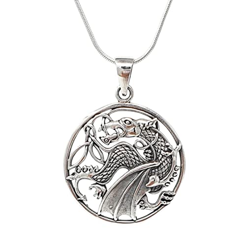 Men's Women's Celtic Dragon Pendant Made from 925 Sterling Silver on Chain treasurebayb2b