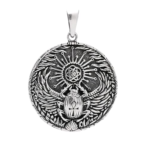 Men's Scarab Beetle Pendant | 925 Sterling Silver Egyptian Winged Scarab Beetle Pendant for Women and Men treasurebayb2b