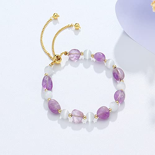 Handmade Womens Natural Gemstone Bracelet | Stress and Anxiety Power Bead Healing Crystal Gemstone Pearl Bracelet - Adjustable Size treasurebayb2b