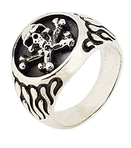Chunky Skull and CrossBones 925 Sterling Silver Ring For Men Biker Ring size W/R/T/Y/Z treasurebayb2b