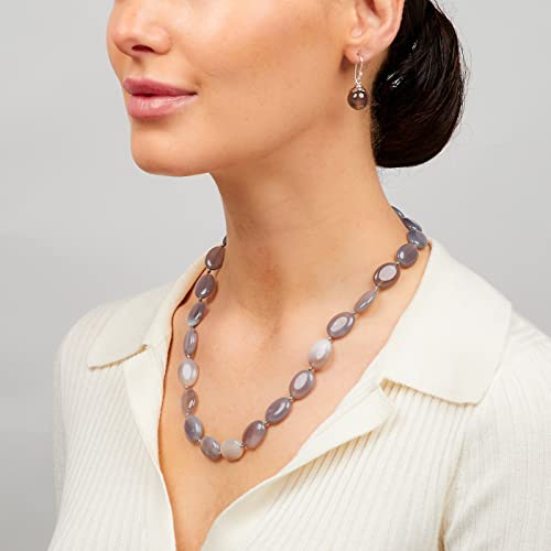 Handmade Natural Grey Agate Gemstone Beaded Necklace for Womens and Girls treasurebayb2b