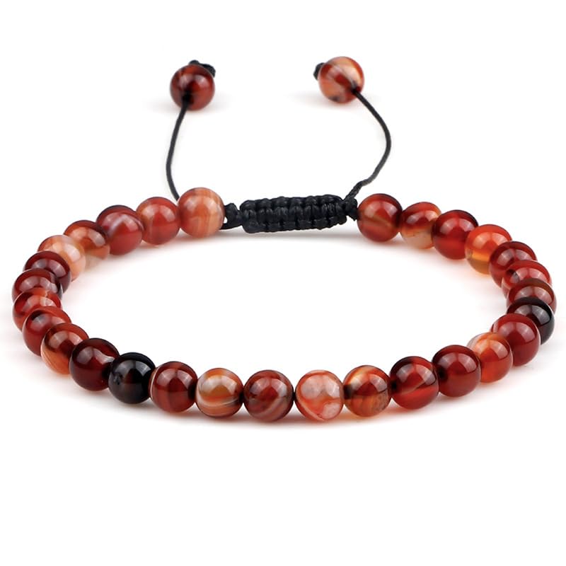 Womens Mens Beaded Bracelet - Handmade 6mm Gemstone Bracelet Adjustable Friendship Bracelet For Women's Girls - Green Jade, Pink Opal, Tiger's Eye Beaded Bracelet treasurebayb2b