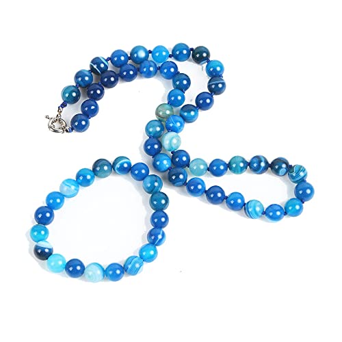 Women's Necklace Jewellery Set | Stunning 10mm Natural Gemstone Beaded Necklace Bracelet treasurebayb2b