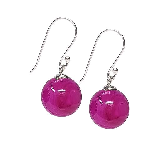 HandMade Womens Ball Earrings 12mm Natural Gemstone Sterling Silver Dangle Drop Earrings for Women Girls Ideal gift for Her treasurebayb2b