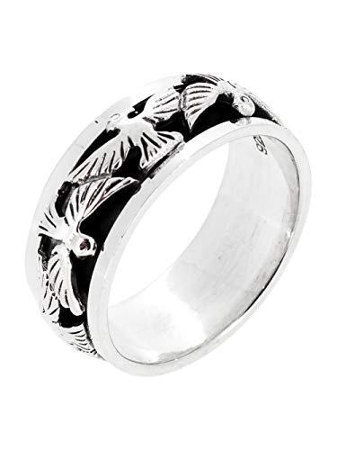 Mens Womens Silver Ring - 925 Sterling Silver BirdDesign Ring - Spinning Spinner Fidget Ring size P R T W Y W Z treasurebayb2b