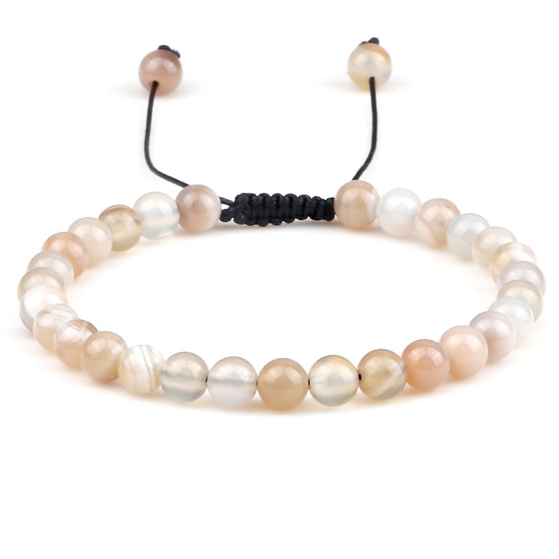 Womens Mens Beaded Bracelet - Handmade 6mm Gemstone Bracelet Adjustable Friendship Bracelet For Women's Girls - Green Jade, Pink Opal, Tiger's Eye Beaded Bracelet treasurebayb2b