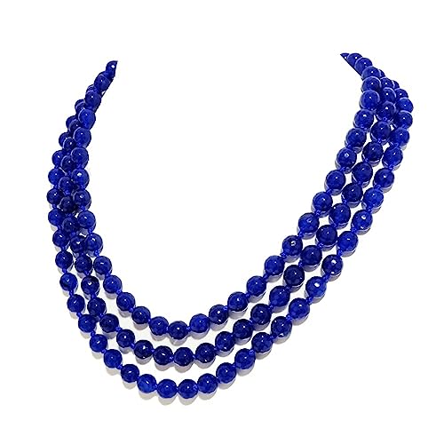 Stunning Three Row 8mm Natural Gemstone Necklace for Women and Girls | Women's Gemstone Beaded Necklace treasurebayb2b