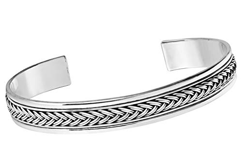 Classic Mens 925 Sterling Silver Bangle Bracelet Cuff Gift for Him Men's Silver Jewellery treasurebayb2b