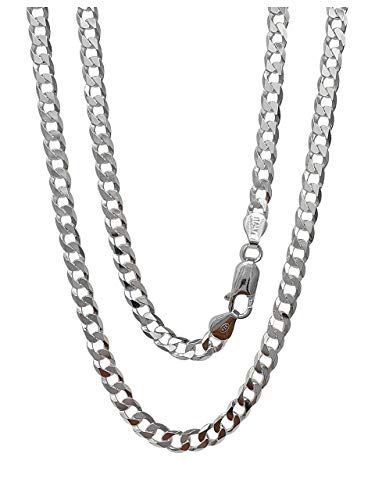 Italian Silver Curb Chain for Men and Women 6.2mm Solid 925 Sterling Silver Cuban Links Chain treasurebayb2b