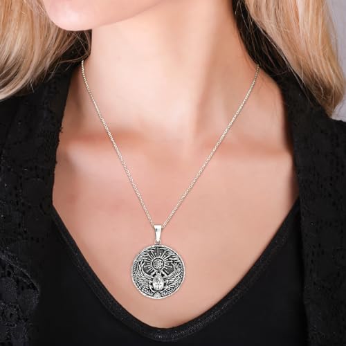 Men's Scarab Beetle Pendant | 925 Sterling Silver Egyptian Winged Scarab Beetle Pendant for Women and Men treasurebayb2b