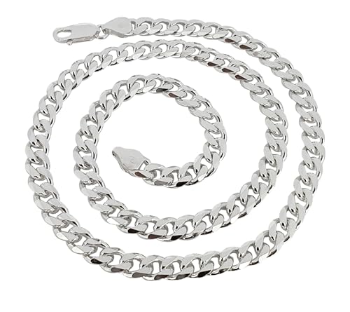 Heavy 8mm Solid 925 Silver Curb Chain for Men Available in 50cm, 52cm, 55cm and 60cm Mens Silver Chain treasurebayb2b