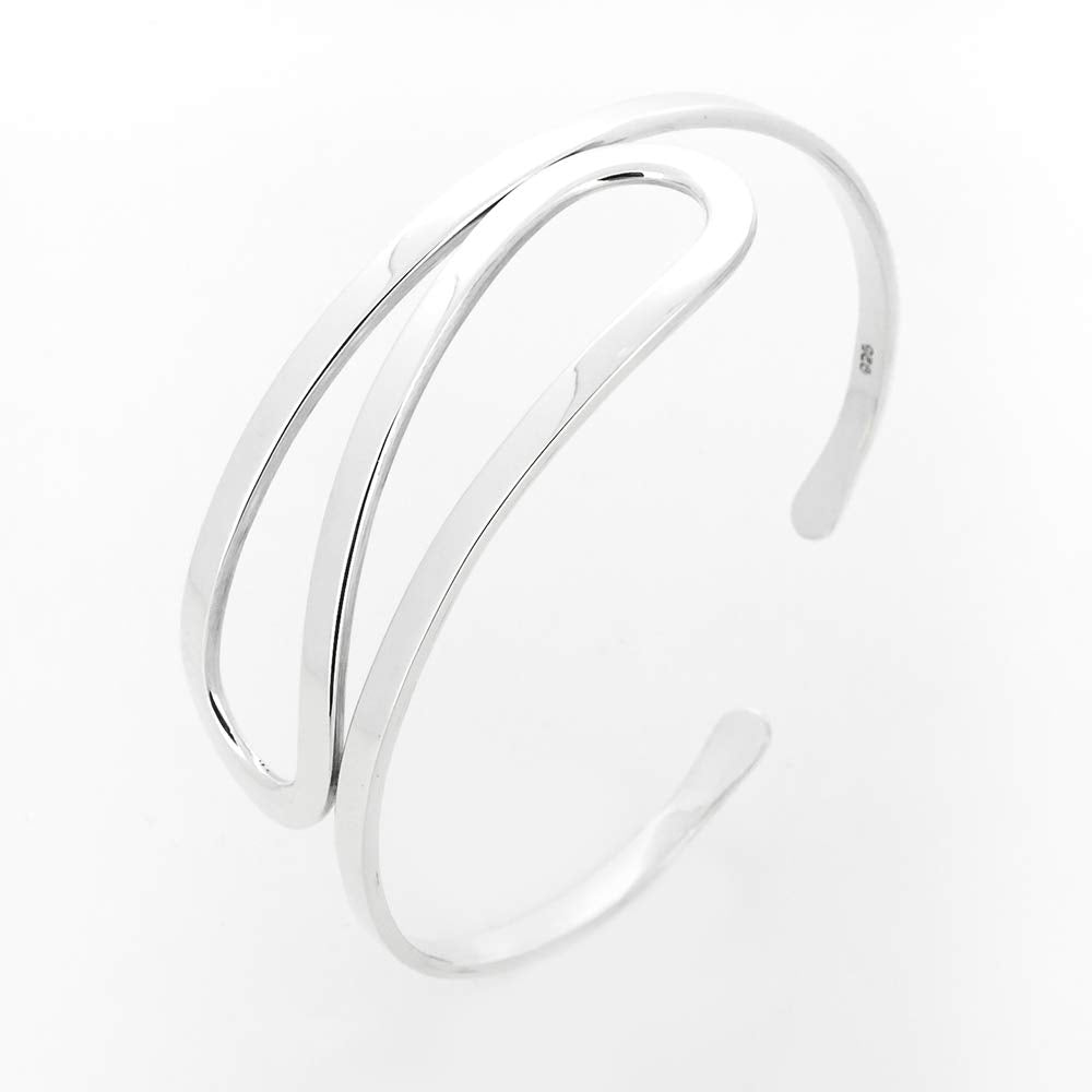 Classic Women's 925 Sterling Silver Bangle Bracelet Cuff treasurebayb2b
