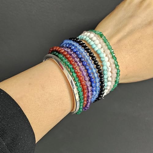 Handmade Womens Girls 4Mm Gemstone Beaded Bracelet | Stress and Anxiety Power Bead Healing Crystal Gemstone Bracelet treasurebayb2b