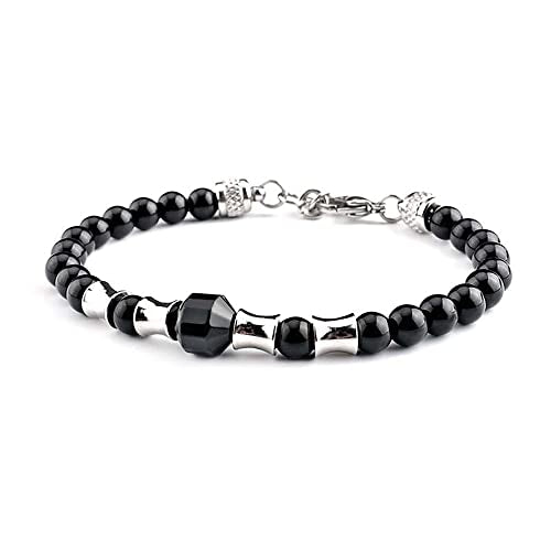Mens Handmade Natural Gemstone Bracelet Adjustable | Tiger's Eye, African Pine, Black Onyx Gemstone Beaded Bracelet for Men Women treasurebayb2b