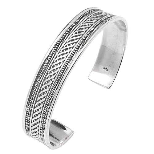 Men's Silver Bracelet Bangle - Solid Silver Celtic Knot Cuff Bangle Bracelet for Men and Women Adjustable Size treasurebayb2b