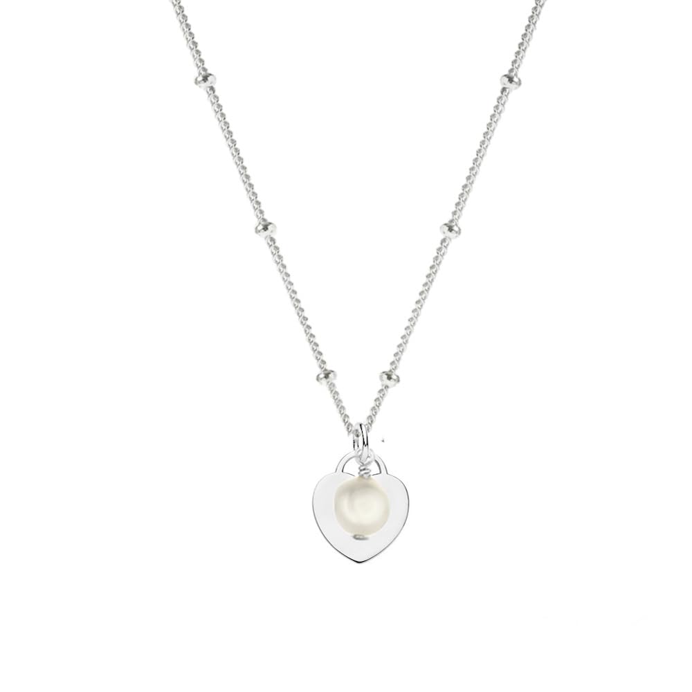 Women's Silver Necklace - 925 Sterling Silver Pendant Charm Small Chain Beaded Necklace Layered Stacking Curb Chain Necklace for Women Ladies Girls treasurebayb2b