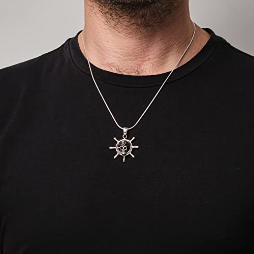 Men's Silver Pendant Necklace - Caribbean Aztec Pirates Skull Pendant Necklace treasurebayb2b