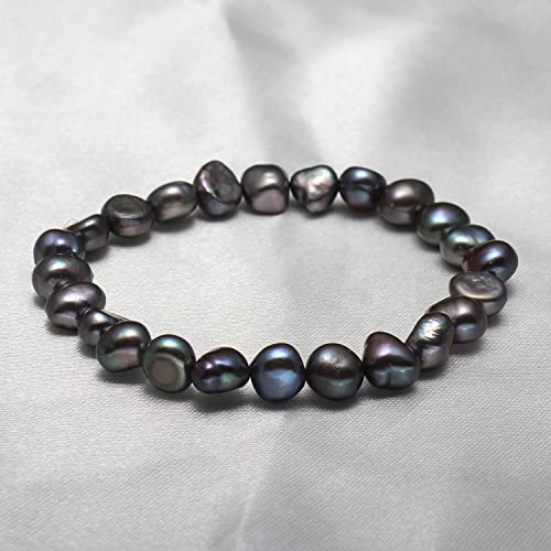 Handmade Womens 7-8mm Freshwater Pearl Bracelet | Stretchy Beaded Pearl Bracelet for Ladies and Girls - Pink, Black, White, Grey, Multicolour treasurebayb2b