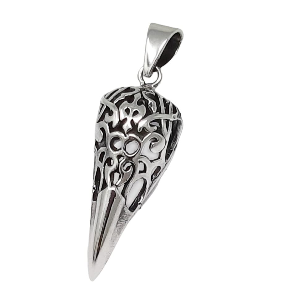 Mens Womens Sterling Silver Pendant - Viking Raven Skull Pendant treasurebayb2b