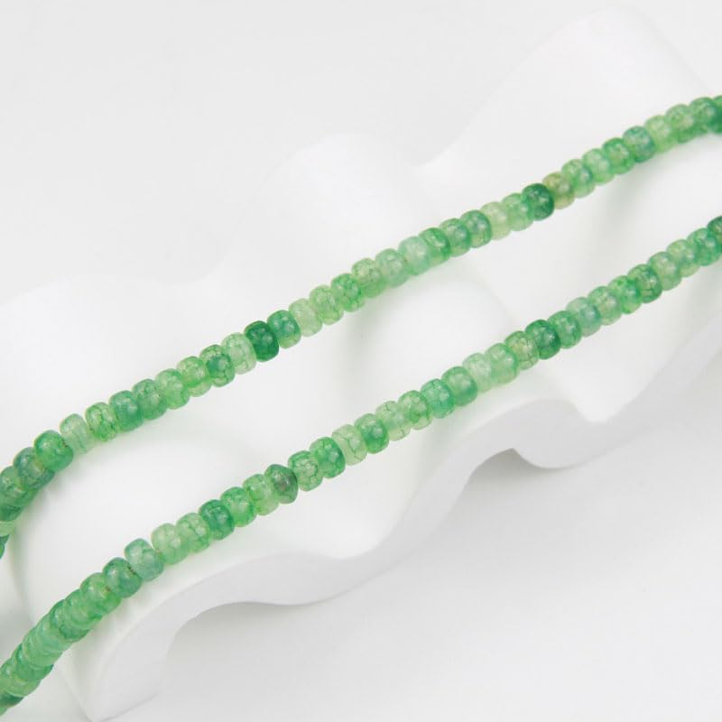 Handmade Womens Girls Beaded Necklace Choker 6mm Rondle Beads - Natural Green Agate Gemstones Healing Crystal Jewellery treasurebayb2b