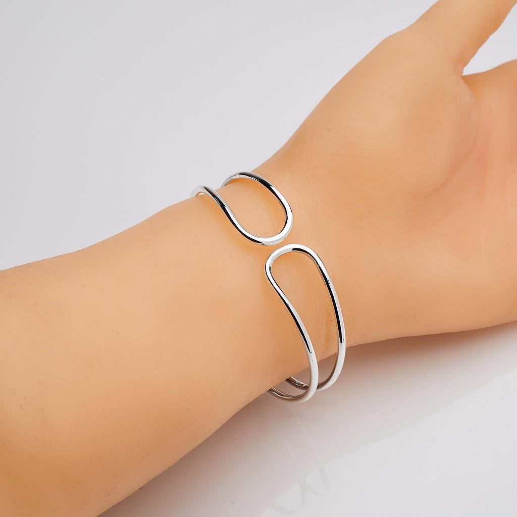 Women's Silver Bracelet - Classic Handmade 925 Sterling Silver Bangle Bracelet for Women Girls treasurebayb2b