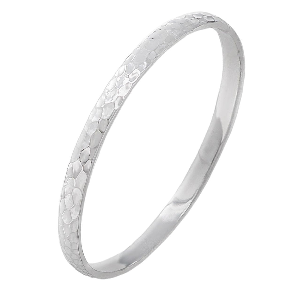 Handmade Solid Womens Silver Bracelet | 3mm 4mm 5mm Hammered Style 925 Sterling Silver Bangle Bracelet for Women Ladies Girls treasurebayb2b