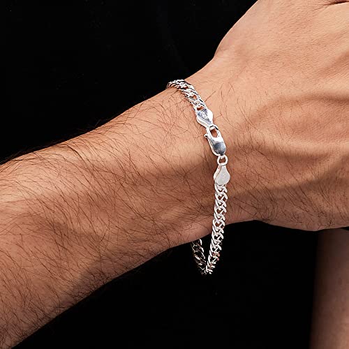 Women's Men's Silver Chain Bracelet - Italian 6mm Rombo Chain Bracelet - 925 Sterling Silver Silver Bracelet for Men Women and Girls - Length: 17.5/18.5/19.5Cm treasurebayb2b