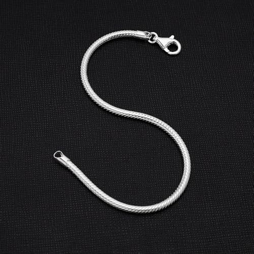 Women's Men's Bracelet Italian 925 Sterling Silver 3.3MM Thick Snake Chain Bracelet for Men and Women treasurebayb2b