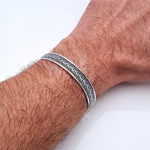 Stunning Mens Solid 925 Sterling Silver Bangle Bracelet treasurebayb2b