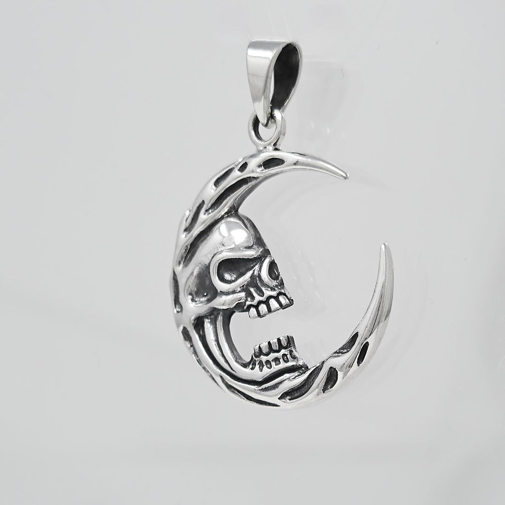 Skull and Moon Pendant for Men and Women Made from 925 Sterling Silver treasurebayb2b