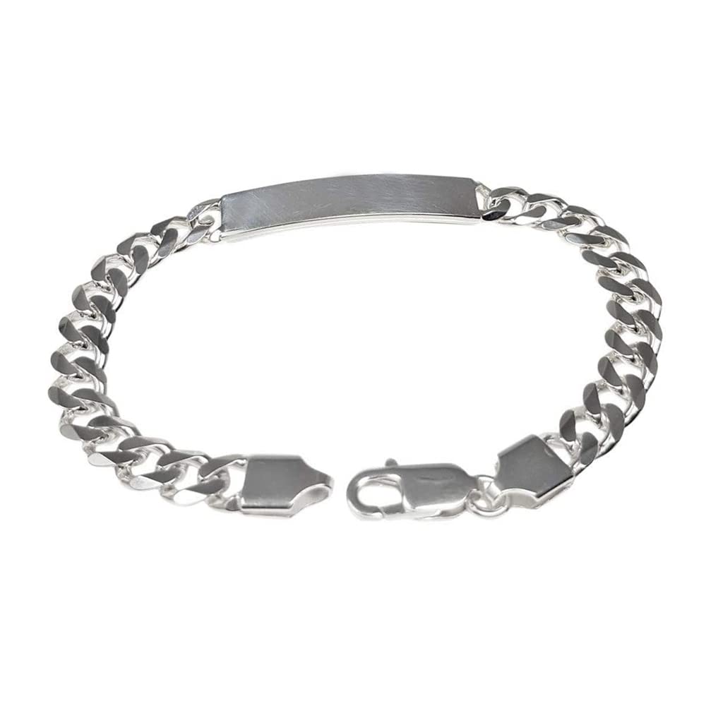 Mens Solid 925 Sterling Silver ID Bracelet 7mm, Silver Chain Bracelet Available in 19.5cm, 21cm and 23cm treasurebayb2b