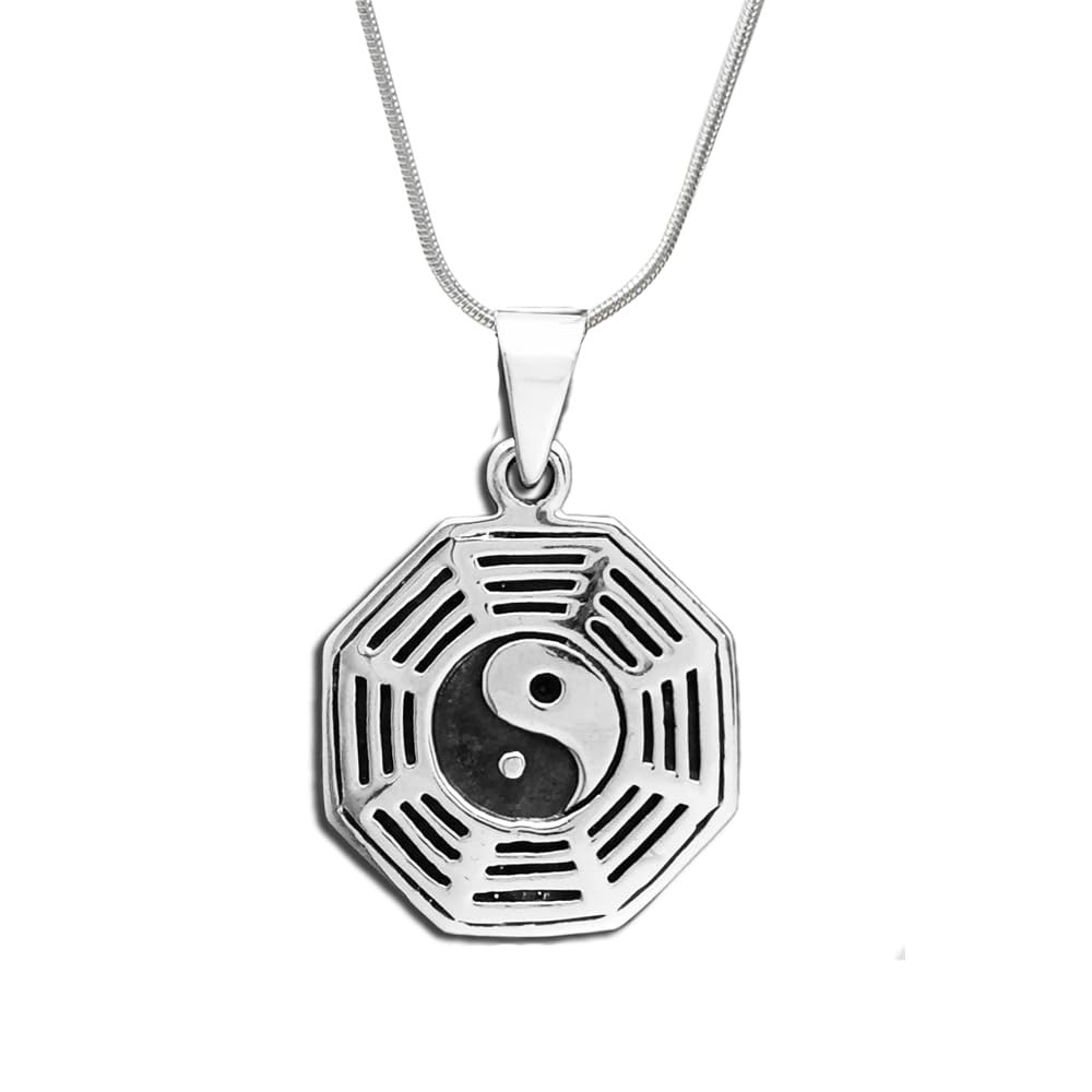 Beautiful 925 Sterling Silver Yin Yang Pendant Necklace on Chain treasurebayb2b
