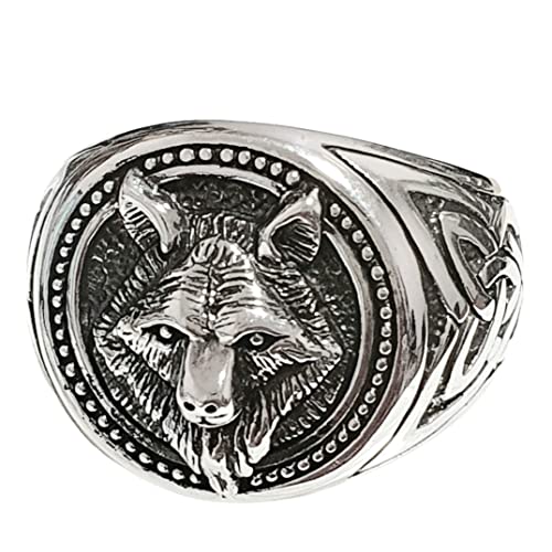 Wolf Ring - Mens 925 Sterling Silver Fenrir Ring Norse Viking Rings Size: N, P, R, T, W, Y, Z treasurebayb2b
