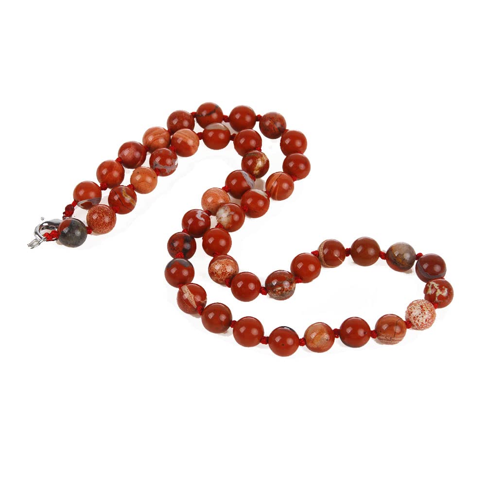 Women's Handmade Gemstone Beaded Necklace 8mm Natural Rose Quartz, Tiger's Eye, Aquamarine, Agate necklace for Women Ladies and Girls treasurebayb2b