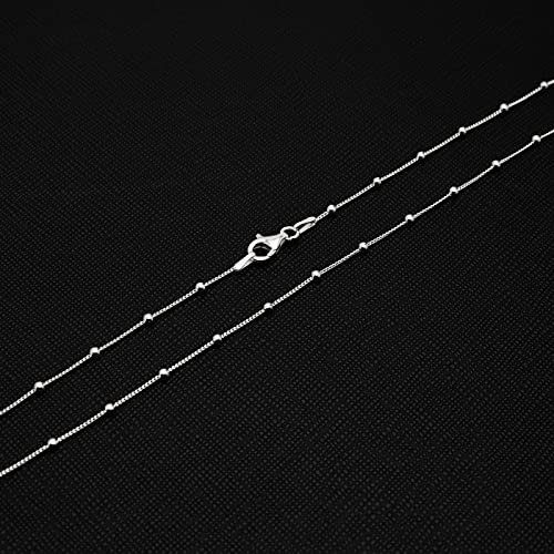 Women's Silver Necklace - 925 Sterling Silver Small Chain Beaded Necklace Layered Stacking Curb Chain Necklace for Women Ladies Girls 16" 18" 19" 20" 21" 22" 24" in treasurebayb2b