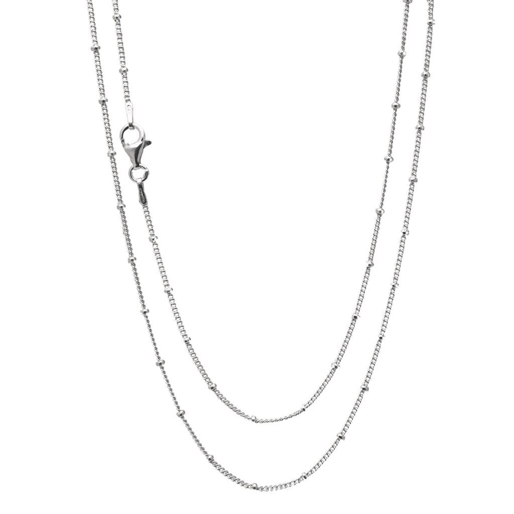 Women's Silver Chain Beads Necklace | 925 Silver Italian Chain Layered Stacking Necklace Curb Ball Beaded Chain Necklace for Women and Girls 16" 18" 19" 20" 21" 22" 24" in treasurebayb2b