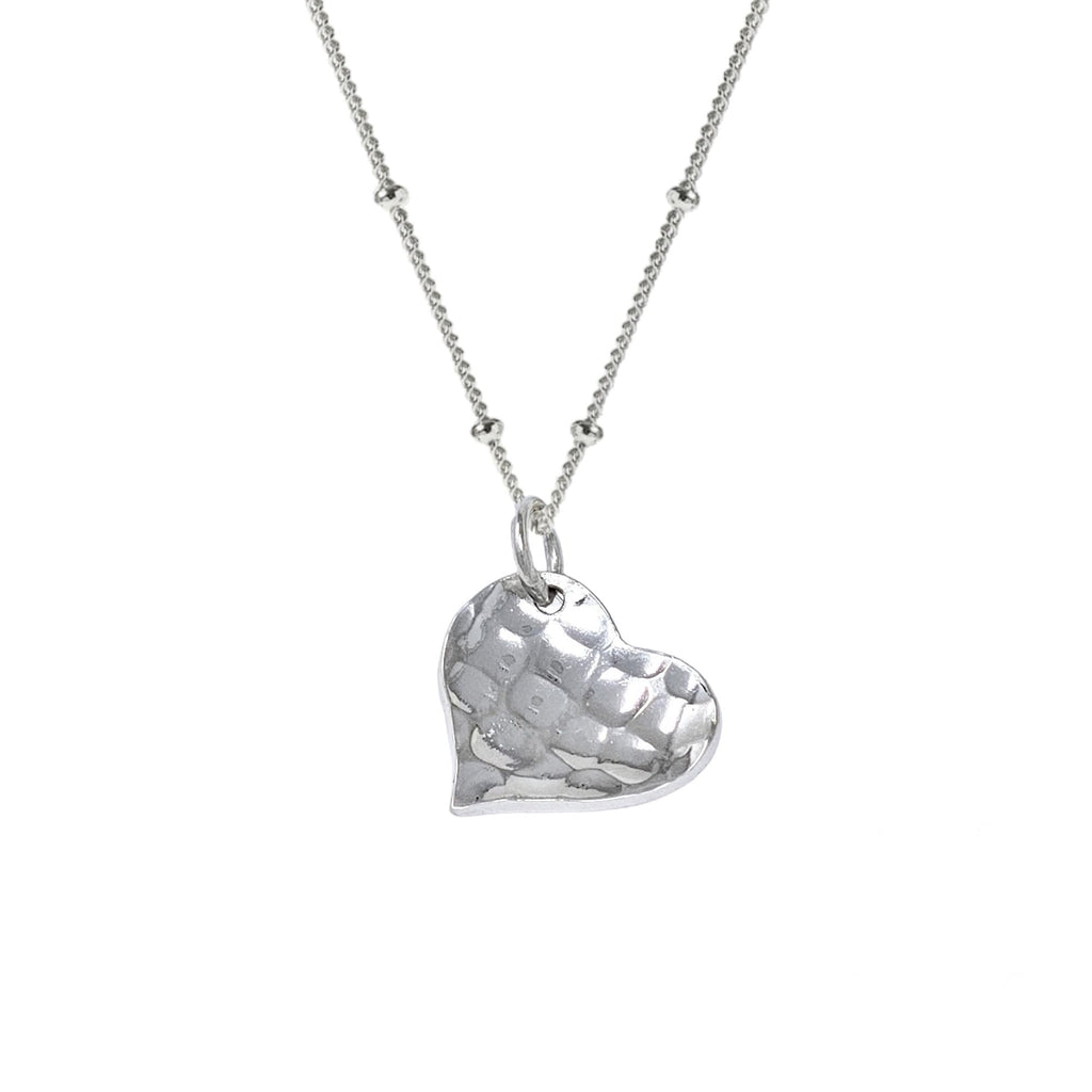 Handmade Womens Silver Pendant Necklace | 925 Sterling Silver Hammered Pendant Charm on Beaded Chain Necklace Layered Stacking Necklace for Women Ladies Girls treasurebayb2b