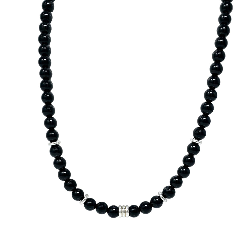 Handmade Mens Beaded Necklace Chain | 8mm Tigers Eye Blue Turquoise Black Agate Beads Necklace Chain for Men Natural Gemstones Healing Crystal Jewellery treasurebayb2b