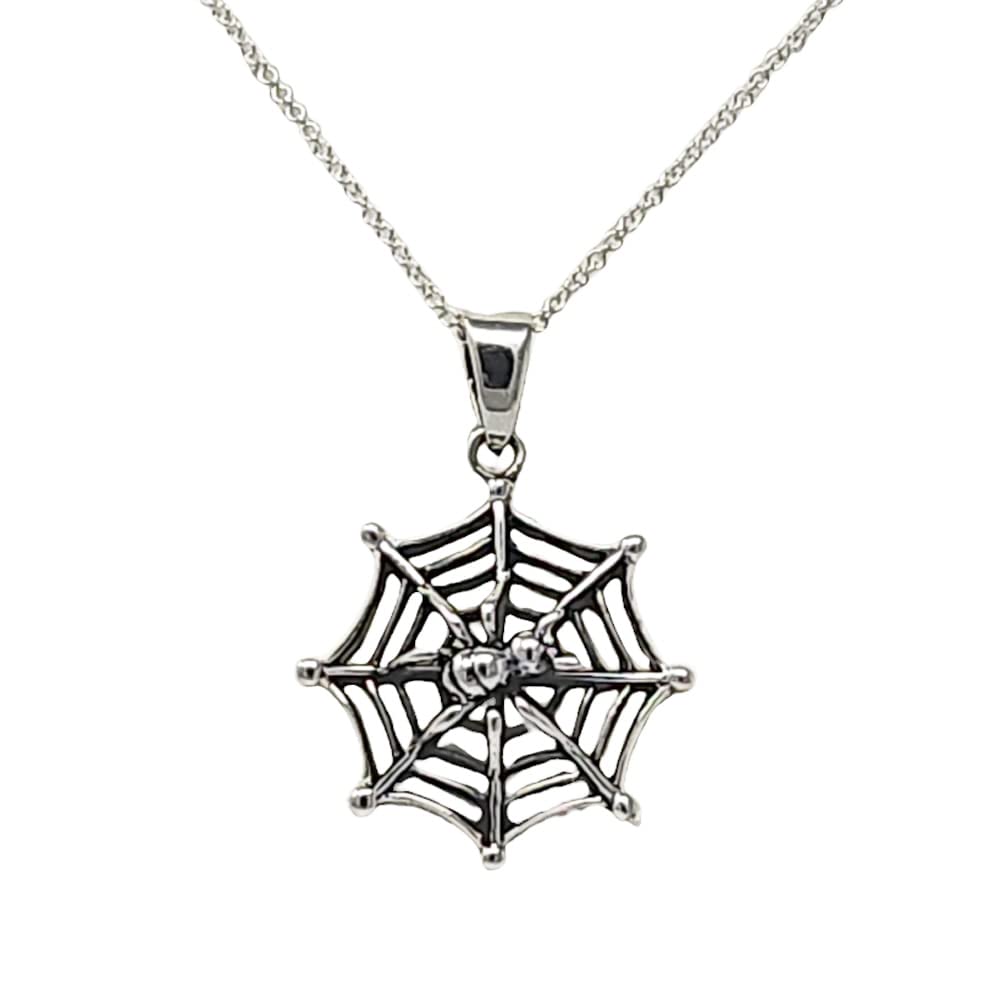 Men's Women's Jewellery 925 Sterling silver Spider on The Web Pendant with Chain Necklace treasurebayb2b
