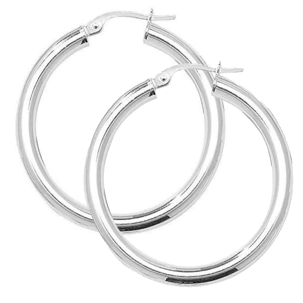 Womens Girls Bold Thick Shiny Hoop Earrings | 5mm x 60mm 925 Sterling Silver Chunky Hoop Earrings treasurebayb2b