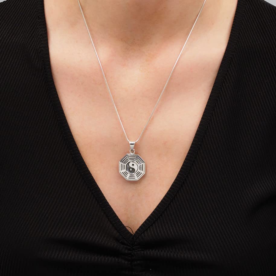 Beautiful 925 Sterling Silver Yin Yang Pendant Necklace on Chain treasurebayb2b
