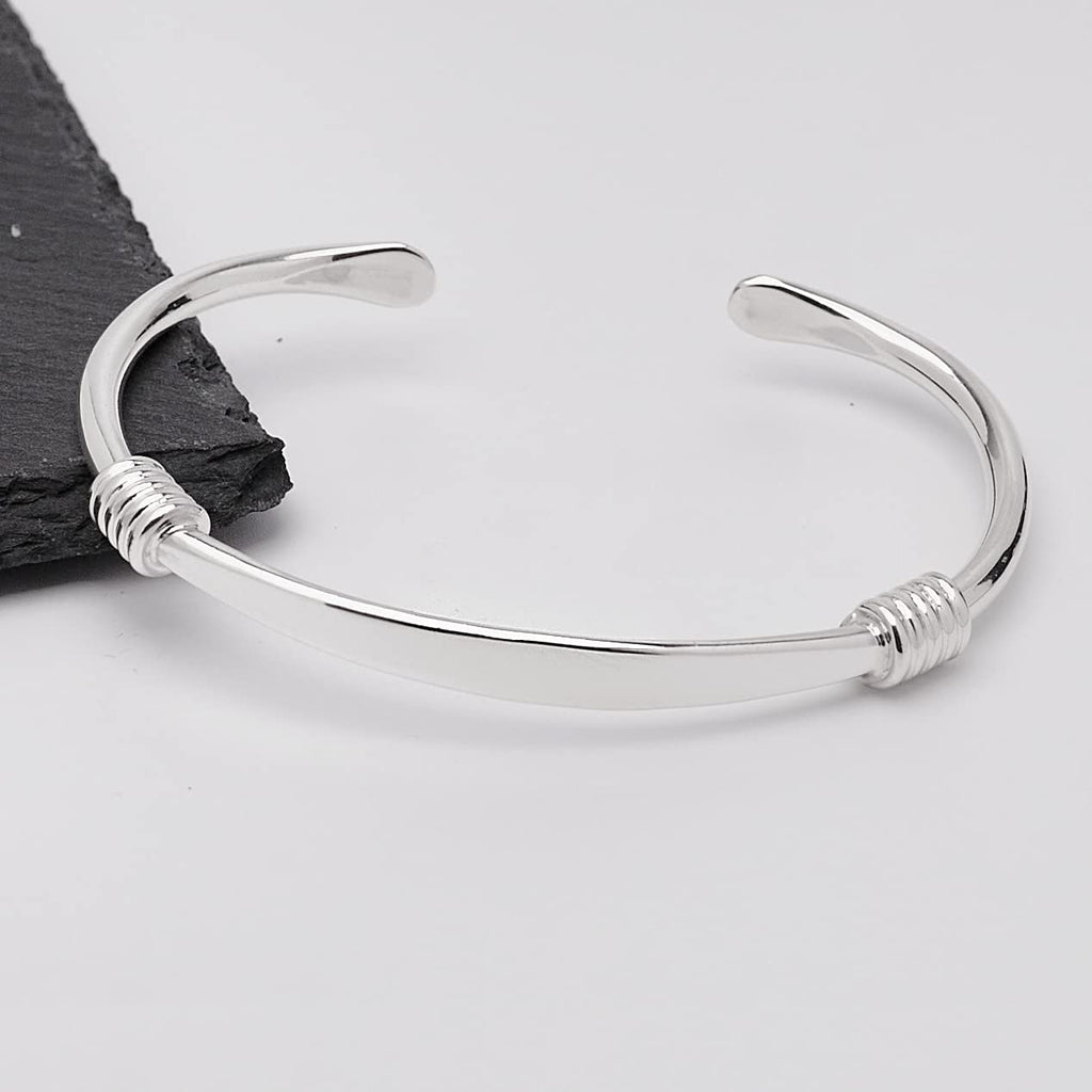 Mens Bracelet Solid 925 Sterling Silver Torque Bangle Bracelet Adjustable size treasurebayb2b