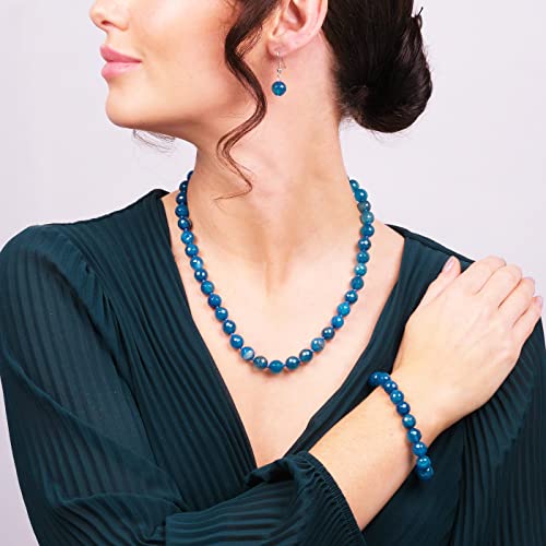 Stunning 12mm Natural Gemstone Beaded Necklace and Bracelet Jewellery Set For Women treasurebayb2b