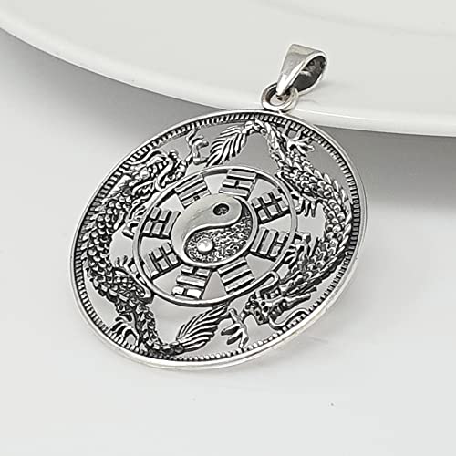 Mens Women's Yin and Yang Flying Dragon Pendant Necklace treasurebayb2b