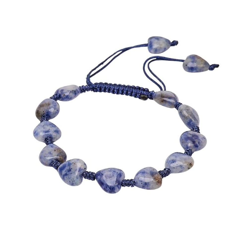 Women's Bracelet Handmade Natural Gemtone Beaded Bracelet Adjustable - Love Heart Gemstone Beaded Bracelet treasurebayb2b