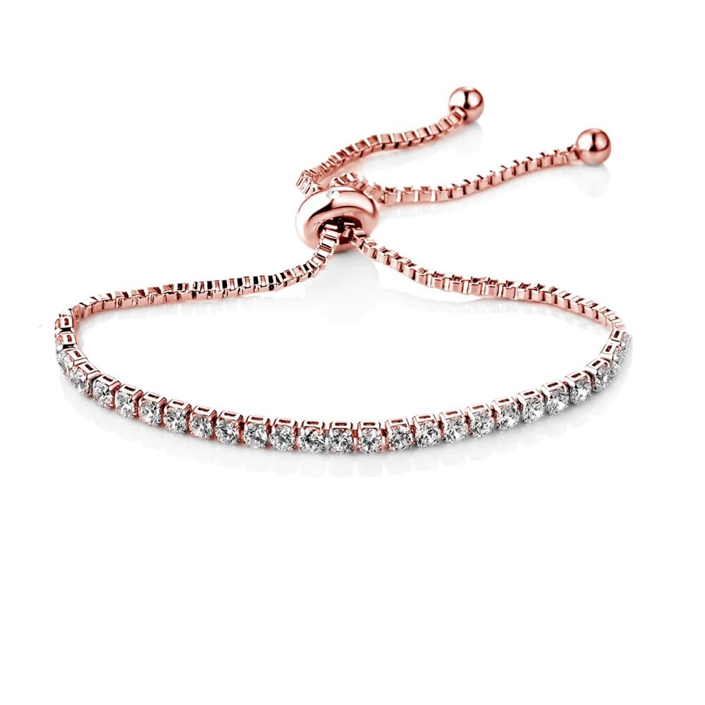 Crystal Adjustable Tennis Bracelet For Women | 14K Gold Plated Cubic Zirconia Classic Tennis Bracelet for Girls treasurebayb2b