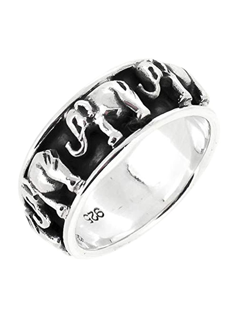 MEN WOMEN 11mm 925 Sterling Silver Ring Elephant Design, Available in Sizes P-Z treasurebayb2b
