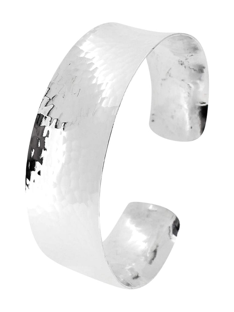 Women's Silver Bracelet - Chunky Statement 18mm Bangle Hammered Style 925 Sterling Silver Cuff Bangle Bracelet for Women Ladies Girls treasurebayb2b